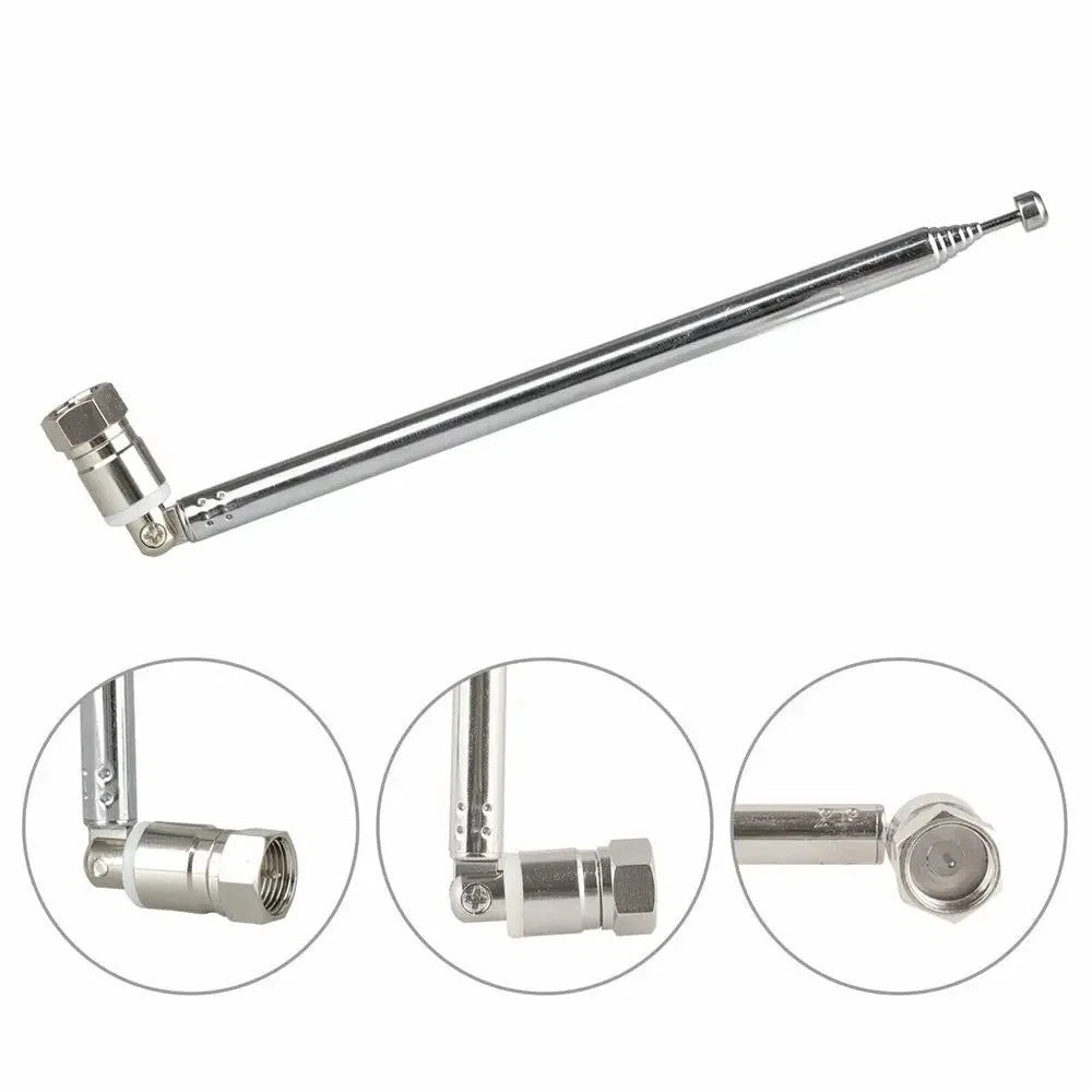 F Type Telescopic Aerial Antenna 75 Ohm with TV / 3.5 Adapter Wave Radio FM New