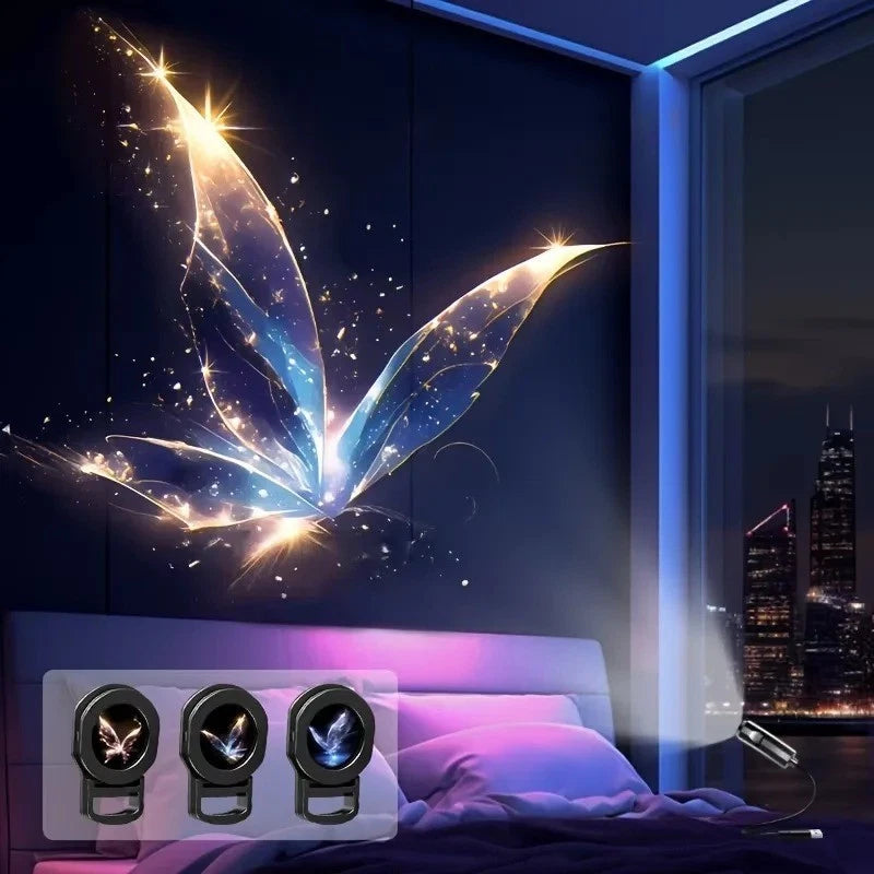 USB LED Projection Night Light Projector 3/6 Pattern Decorative Lamp Night Light