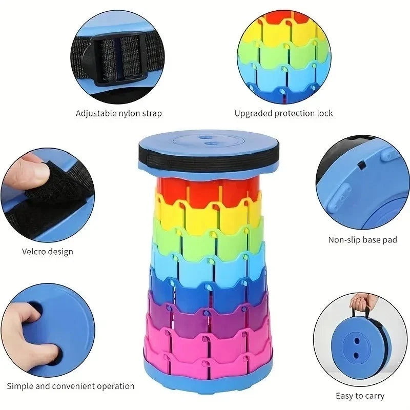 Folding Stool Portable Telescopic Chair Seat Camping Retractable Outdoor for Tra