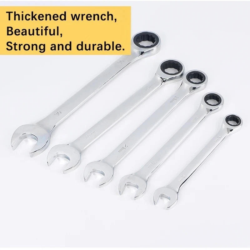 12Point Metric Ratchet Wrench 6mm-22mm Combination Spanner Chrome Vanadium Steel
