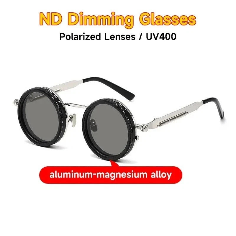 Polarized Round Sunglasse ND9 Adjustable Dimming Retro Fishing UV400 Shade Eyewa