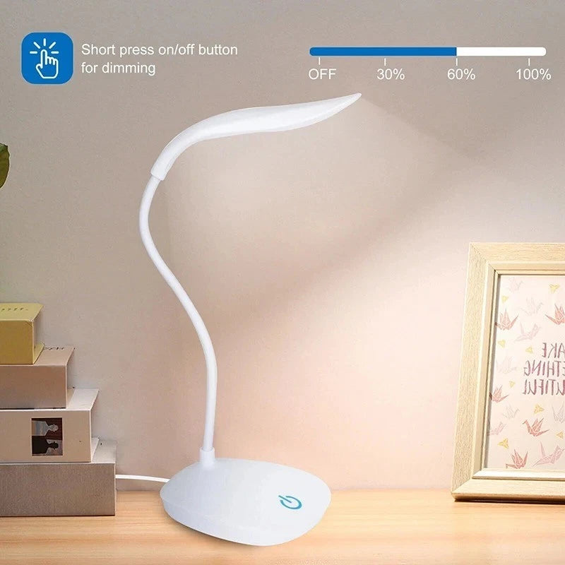 LED Desk Lamp Touch Dimmable USB Reading Light Eye Care for Office Bedroom Study