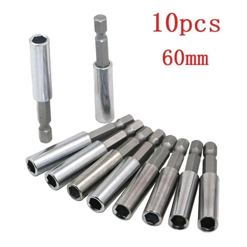10Pcs Magnetic Bit Holder Extension 1/4in Hex Shank 60mm Drill Tool