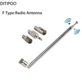 F Type Telescopic Aerial Antenna 75 Ohm with TV / 3.5 Adapter Wave Radio FM New