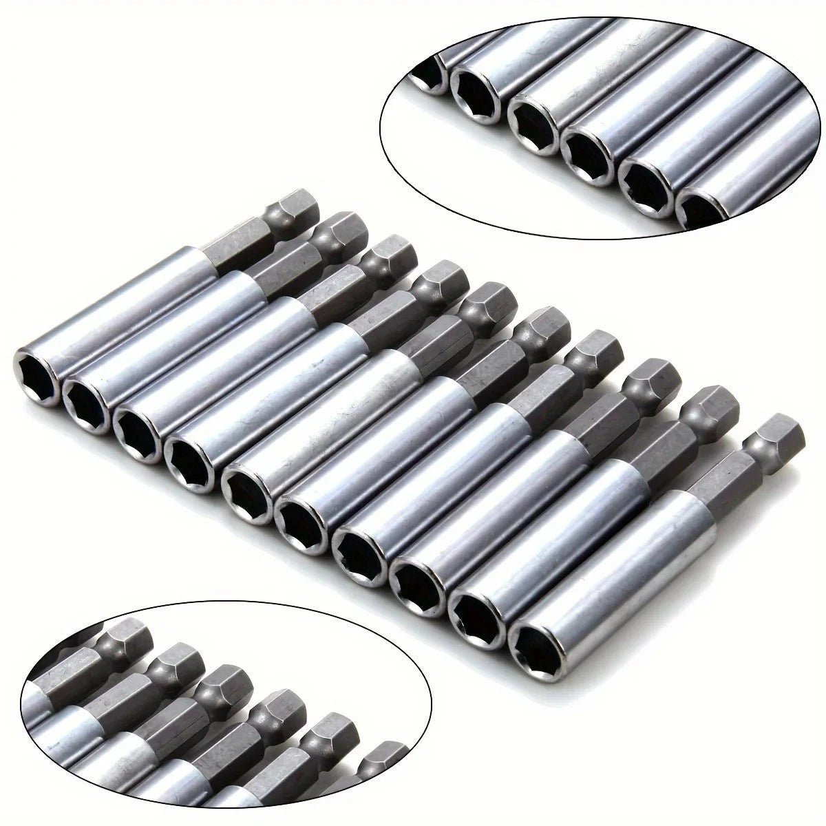 10Pcs Magnetic Bit Holder Extension 1/4in Hex Shank 60mm Drill Tool