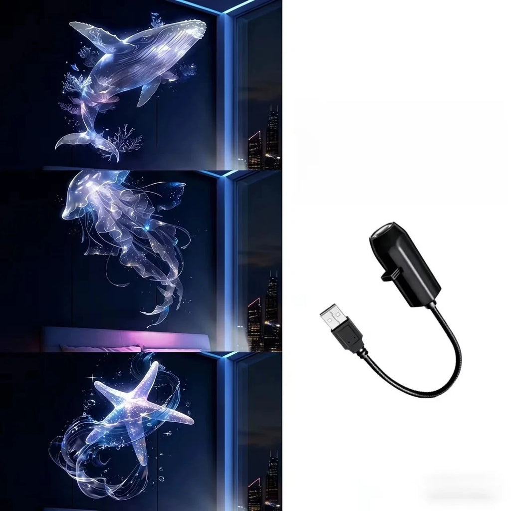 USB LED Projection Night Light Projector 3/6 Pattern Decorative Lamp Night Light