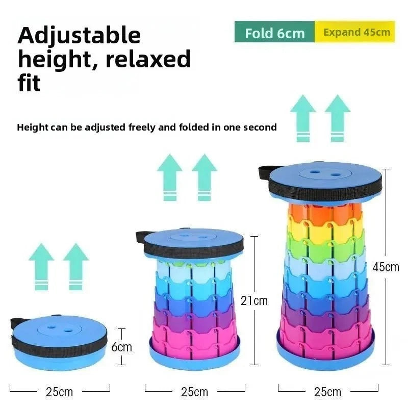Folding Stool Portable Telescopic Chair Seat Camping Retractable Outdoor for Tra