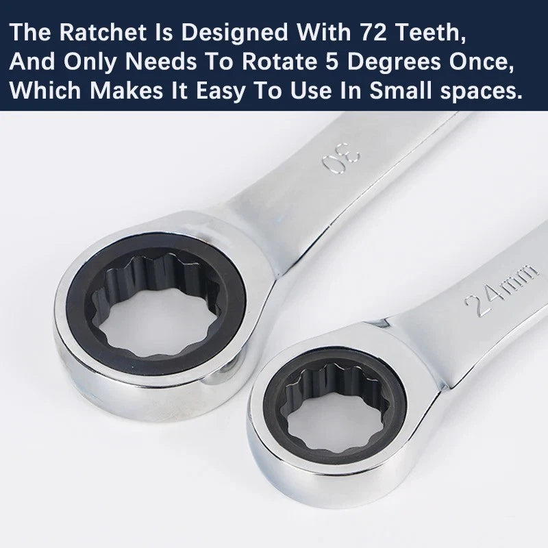 12Point Metric Ratchet Wrench 6mm-22mm Combination Spanner Chrome Vanadium Steel