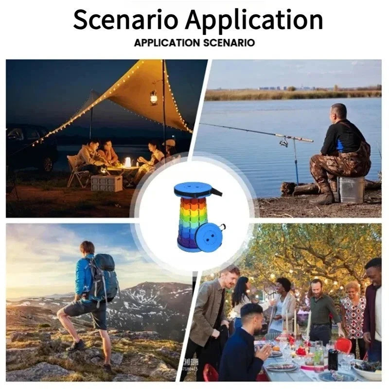 Folding Stool Portable Telescopic Chair Seat Camping Retractable Outdoor for Tra